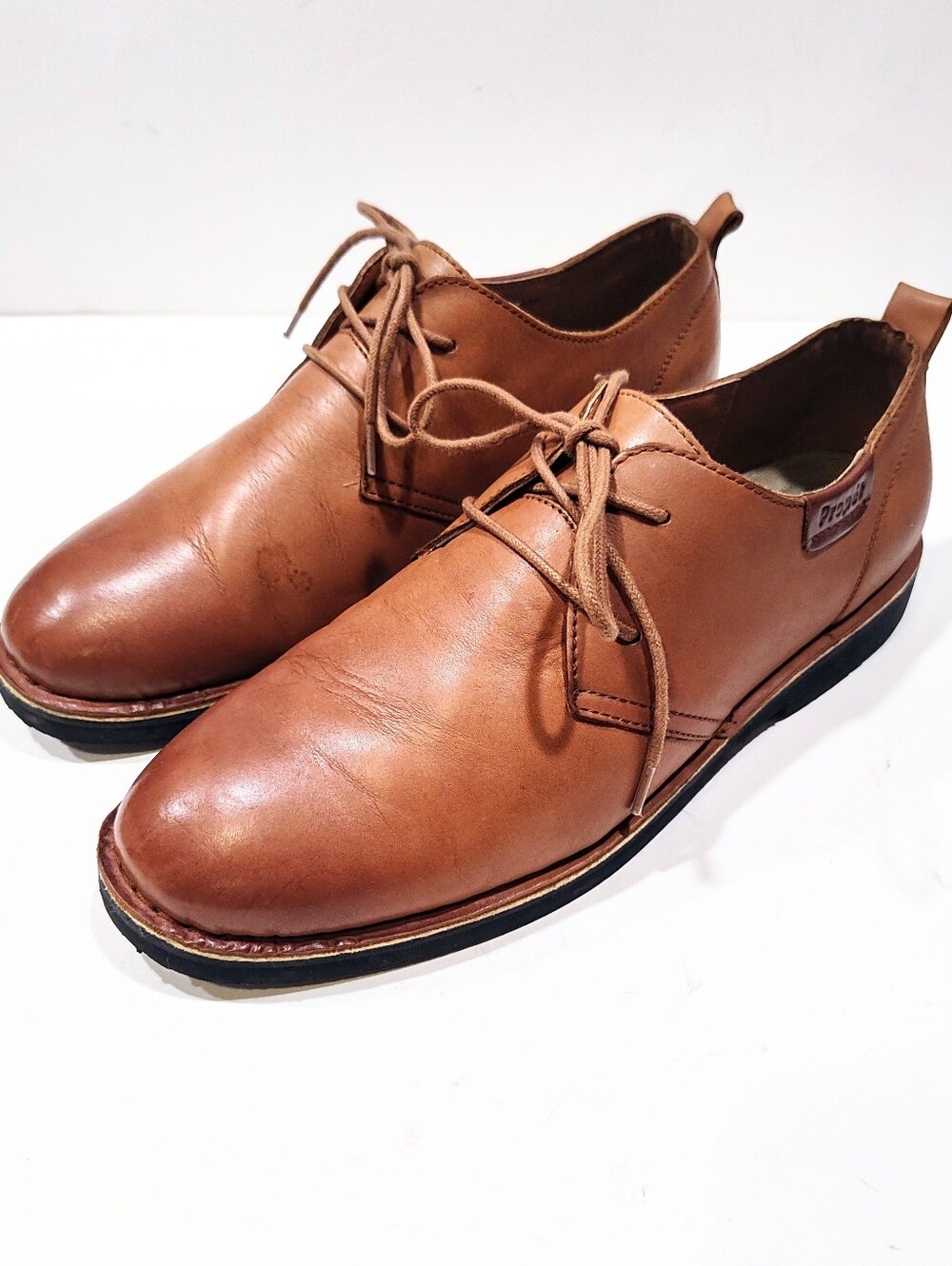 Propét Finn Men’s 12W Tan Leather Oxford Comfort Shoes Wide Width Lace Up